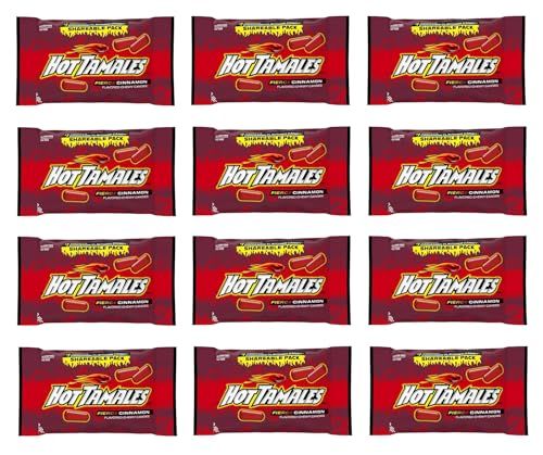 Hot Tamales 3.5 oz Bags - Pack of 12 Bags - Delicious Classic Flavors - Tasty Cinnamon Chewy Candy - Perfect for Anytime and Anywhere