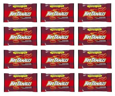 Hot Tamales 3.5 oz Bags - Pack of 12 Bags - Delicious Classic Flavors - Tasty Cinnamon Chewy Candy - Perfect for Anytime and Anywhere