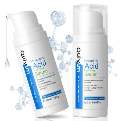 Quiyum Hyaluronic Acid Serum, Hydrating Face for Dry Skin WHymagic-4D, Squalane, Vitamin C E for Plumping, Hydrating Anti-Aging, Skin Care, 1.06fl.oz, Pack of 2