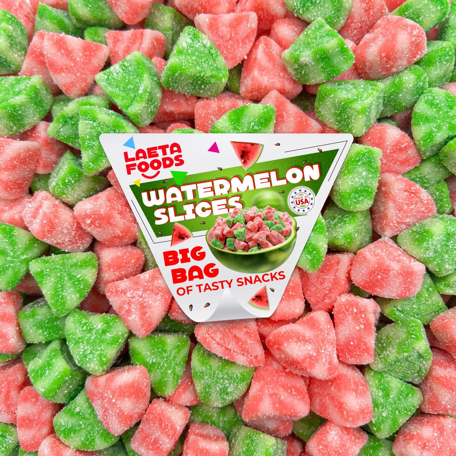Sour Watermelon Candy 1 Pound Bulk Sugar Coated Gummy Candy Fruit Snacks Juicy Watermelon Gummies Slices with Sweet and Tangy Flavor for Parties
