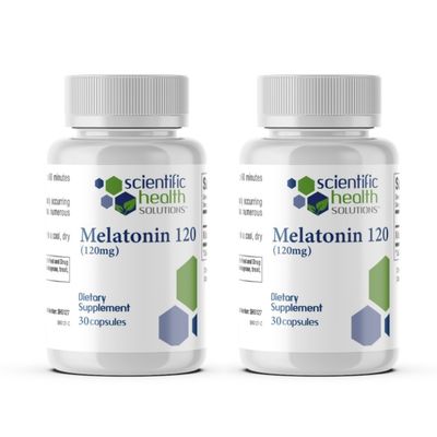 Scientific Health Solutions Melatonin 120mg Single-Dose Melatonin in Easy-to-Swallow Capsules Vegan, Non-GMO Gluten-Free US-Made Extra Strength Melatonin (2-Pack)