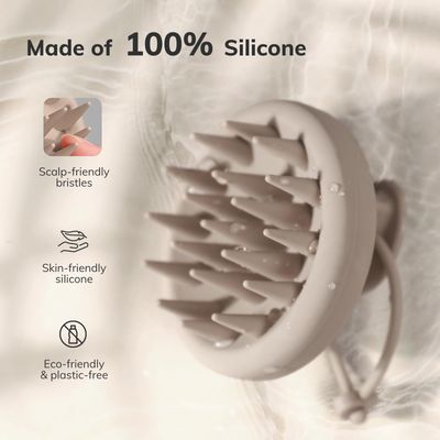 Sndyi Silicone Scalp Massager Shampoo Brush, Hair Scrubber with Soft Silicone Bristles, Scalp ScrubberExfoliator for Dandruff Removal, Wet Dry Scalp Brush for Hair Growth Scalp Care, Khaki