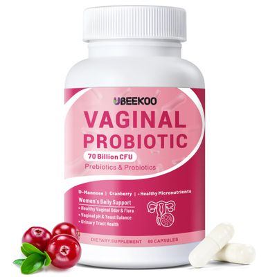Vaginal Probiotics for Women, 70 Billion CFU for Vaginal Health, pH Balance, Urinary Tract, Digestive with Prebiotics, Organic Cranberry D-Mannose for Vaginal Odor Flora Supplements - 60 Capsules