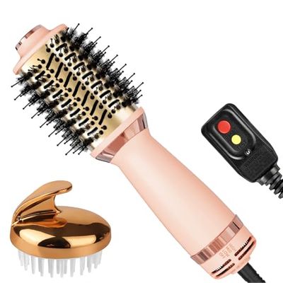 Voseki Hair Dryer Brush Blow Dryer Brush in One, 4-in-1 Hair Dryer Brush Blow Dryer with Oval Barrel, Mini Hot Air Brush for All Hair Types(Pink)