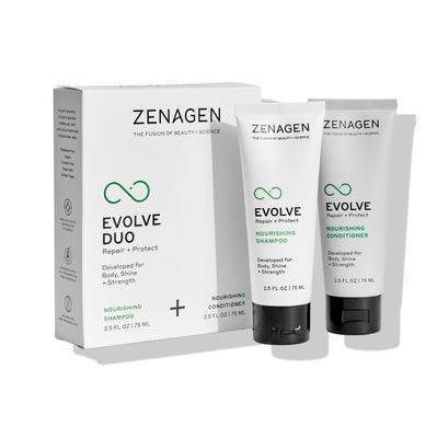 ZENAGEN Evolve Repair Protect Travel Duo Nourishing Shampoo Conditioner, Repairs Strengthens Damaged Hair, Promotes Thicker Fuller Growth, Plant-Based, Color-Safe, Vegan, 2.5 oz