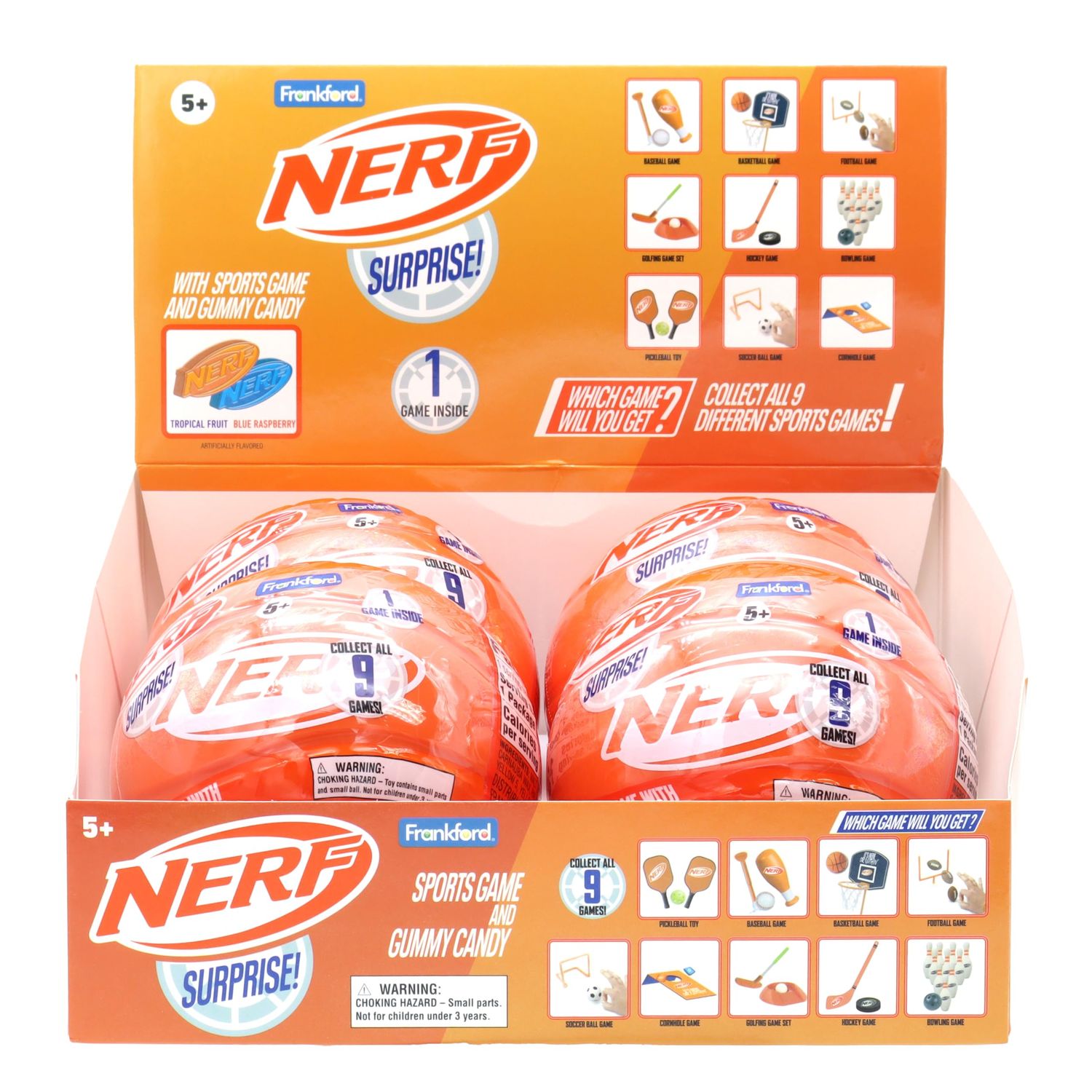 Nerf Surprise Mini Game Gummy Candy Ball, (4) Pack