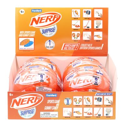Nerf Surprise Mini Game Gummy Candy Ball, (4) Pack