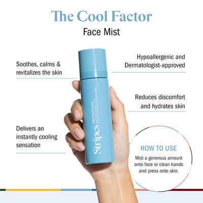 STRIPES Beauty Naomi Watts The Cool Factor Hydrating Facial Mist With Aloe Vera Hyaluronic Acid Soothes Hot Flashes Menopause Support Prep Skin Skincare Makeup 3.3 Fl Oz