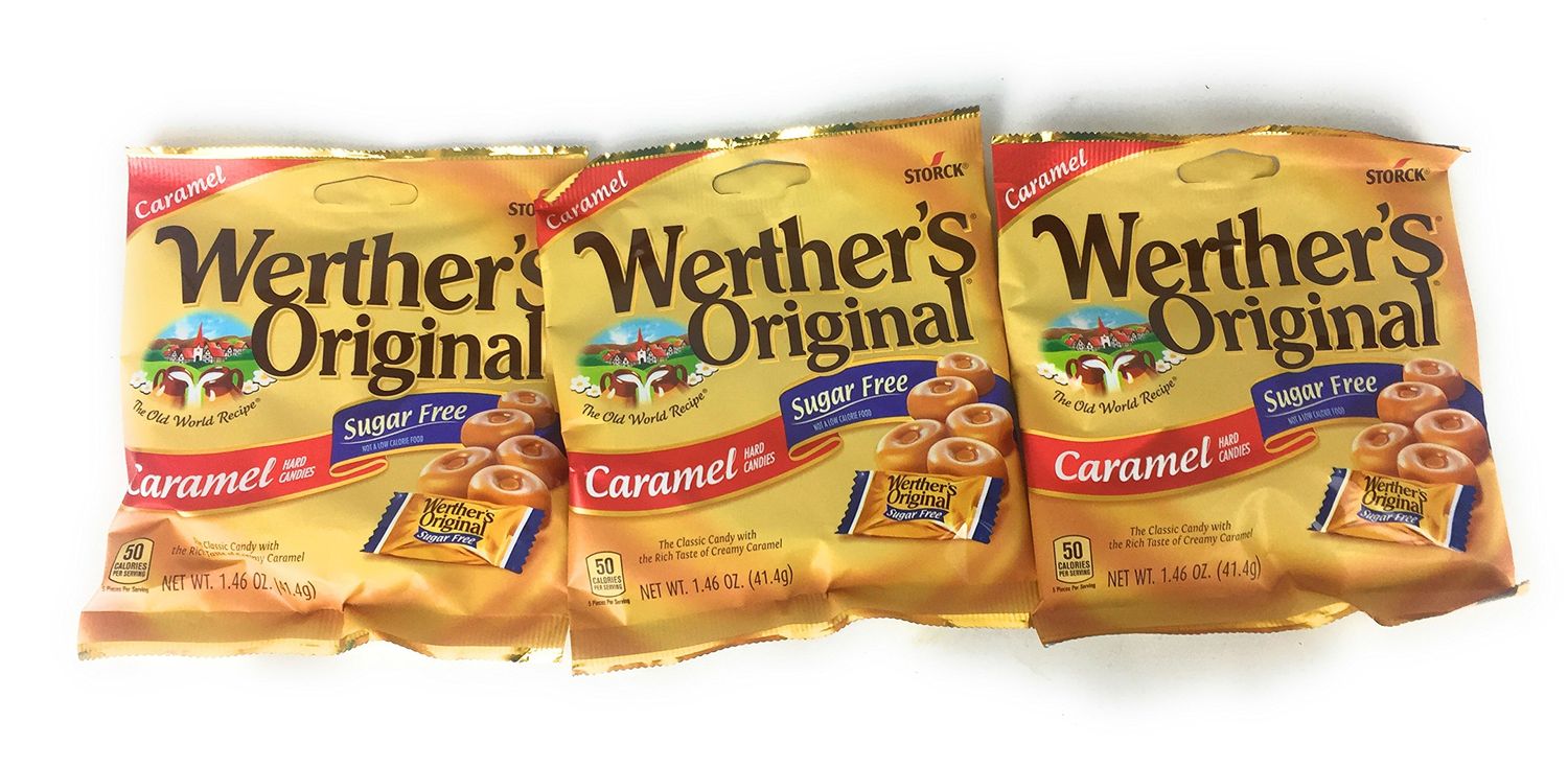 Werther&#39;s Original Hard Candies, Sugar Free Caramel, 1.46 Ounce ( 3 bags - packs)