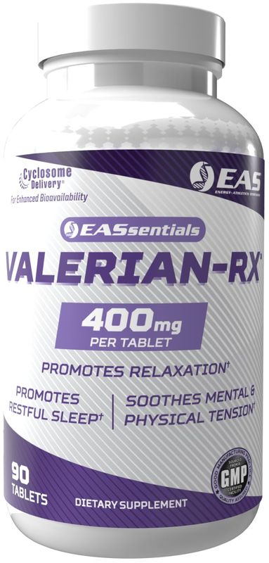 EAS Experimental and Applied Sciences Valerian-RX Valerian Root 400mg Promotes Relaxation Restful Sleep Gluten Free, Non GMO Better Absorption with Cyclosome Delivery 90 Tablets