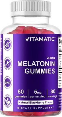 Vitamatic Melatonin Gummies for Kids Adults - (2.5 mg 5 mg 10 mg Doses) - 60 Vegan Gummies