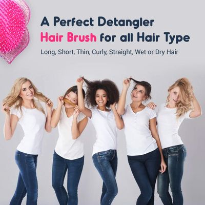 Travel Hair Brush - Detangling Mini Small Glitter Lip Shaped Comb for All Hair Types No Pain No Handle Portable Hair Brush for Women Kids Suitable for Storage Accessories (Pink)