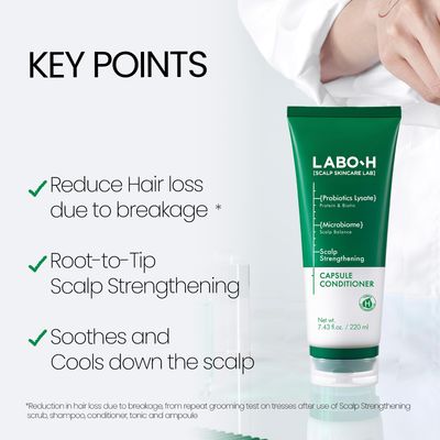 LABO-H Scalp Strengthening Capsule Conditioner for Hair Growth Anti-Loss Vegan Treatment with Vitamin C, Biotin, Caffeine and Rosemary Oil, Instant Softening Nourishing, Korean, 7.43 Fl. oz.