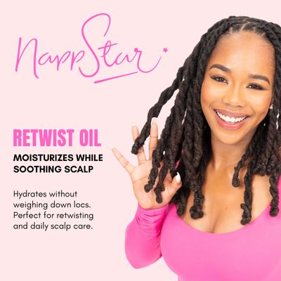 NappStar Retwist Oil, Peppermint Rose Scented Smell Good Loc Oil, Aromatic Hair Care for Dreadlocks with Moisturizing Base, 4 Fl Oz