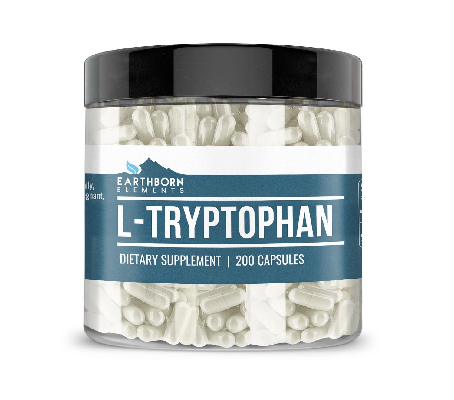 Earthborn Elements L-Tryptophan 200 Capsules, Pure Undiluted, No Additives