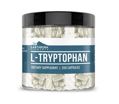 Earthborn Elements L-Tryptophan 200 Capsules, Pure Undiluted, No Additives