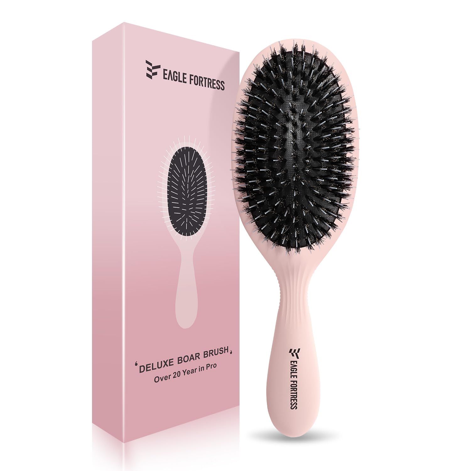 Glidease Deluxe Boar Bristle Hair Brush for Women, Men, Effortless Detangler Hair Brush Ideal for Thick, Thin, Fine All Hair (Pink)