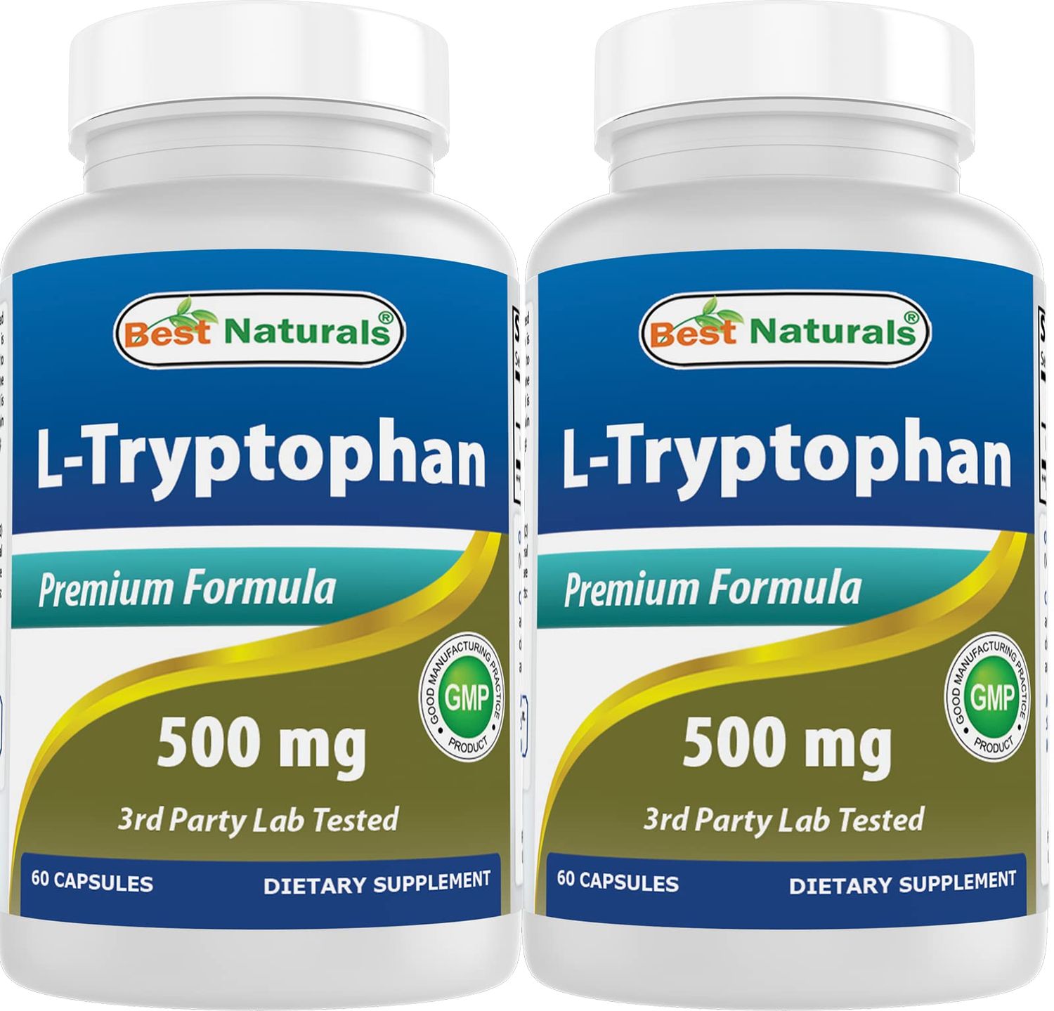 Best Naturals L-Tryptophan 500 mg 60 Capsules (60 Count (Pack of 2))