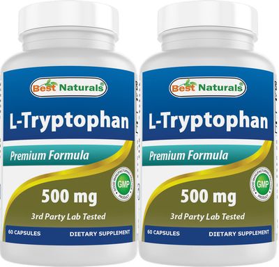 Best Naturals L-Tryptophan 500 mg 60 Capsules (60 Count (Pack of 2))