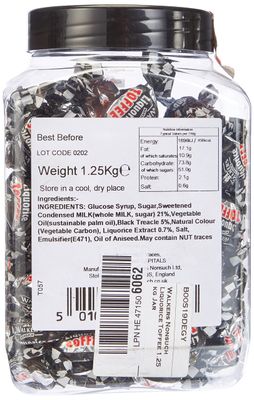 Walkers' Nonsuch Liquorice Toffees with Condensed Milk Black Treacle Imported from the UK Traditional British Candy Old Fashioned Licorice Toffee 44.09 Oz (1.25kg)