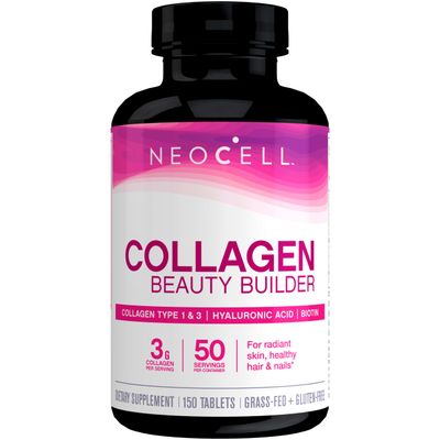NeoCell Collagen Beauty Builder With Hyaluronic Acid and Biotin, Skin, Hair and Nails Supplement, Includes Antioxidants, Tablet, 150 Count, 1 Bottle