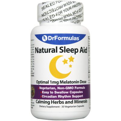 DrFormulas Melatonin 1 mg Sleep Support for Kids and Adults with Natural Herbs, L-Theanine, GABA Fast Acting 30 Pills Day Supply