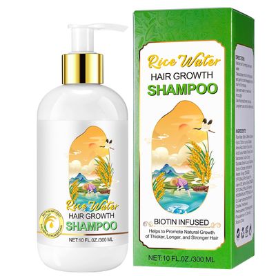 Rice Water for Hair Growth Shampoo, Rice Water Shampoo, Hair Growth Shampoo for Hair Loss and Thinning Hair, Infused with Biotin, Caffeine, Rosemary, Routine Shampoo for Women Men, Sulfate-Free, 10oz