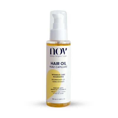 NOV natural organic vegan Intensive Care Nourishing Hair Oil - Organic Olive and Argan Hair Growth Oil - Revitalize and Hydrate - Reduce Breakage and Split Ends - 3.38 oz