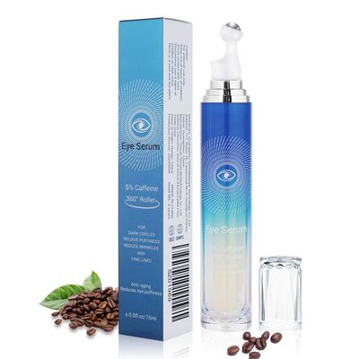 Paminify 5 Caffeine Eye Serum with 360 Massage Rollerball Topper,Caffeine Eye Cream for Dark Circles,Wrinkles,Puffiness and Fine Lines,Under Eye Roller Cream Eye Bags Treatment for Women and Men