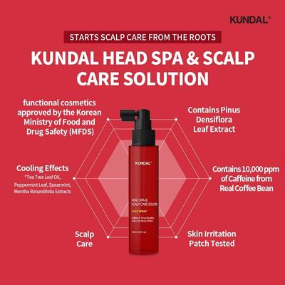 Kundal Caffeine Scalp Tonic - Soothes Scalp, Stimulates Hair Follicles, with Vitamin B3, Tea Tree Peppermint Oil, 3.38 Fl Oz (100ml)