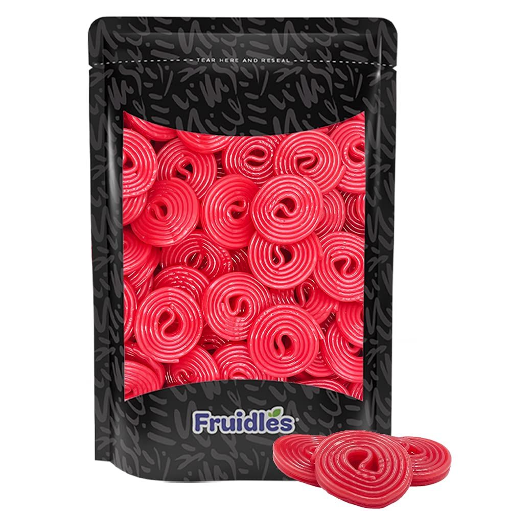 Fruidles Strawberry Licorice Wheels, Broadway Strawberry Rolls Candy, Wrapped (8oz)