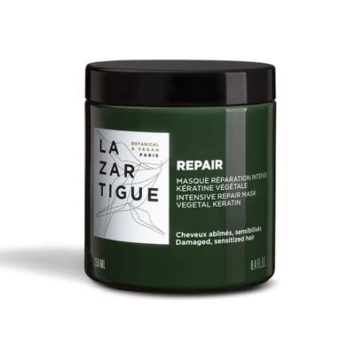 Lazartigue Repair Mask, Vegetal Keratin Tamarind Seed, Restorative Treatment for Damaged Hair, Vegan, 8.4 oz.