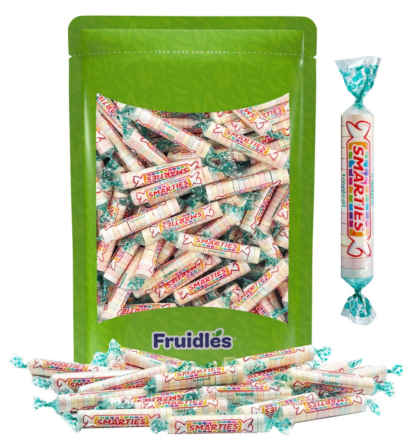 Fruidles Smarties Hard Candy Roll, Assorted Tropical Flavors, Individually Wrapped (Half-Pound)