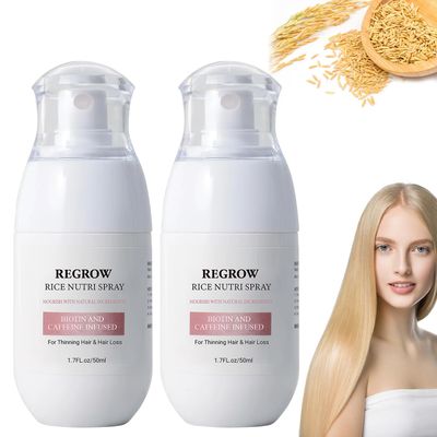 2PCS Regrowth Helper Spray, Biotin Caffeine Hair Growth, Regrow 2.0 Rice Nutri Growth for Stronger, Healthier Hair