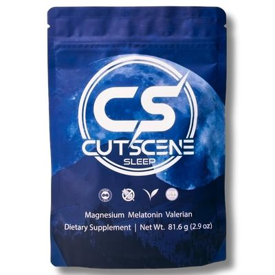 CutScene Sleep Supplement (34 Scoops): Sleep Recovery Mix with melatonin, Valerian Root, Magnesium. Gluten-Free, Vegan, Sugar-Free. Lemonade Iced Tea Flavor.