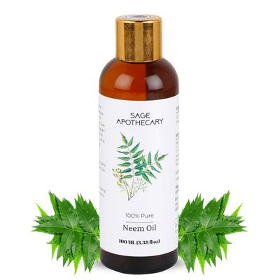 Sage Apothecary Neem Oil 100 Pure Natural Premium - Supports Hair Growth, Healthy Skin Moisture for All Hair Skin Types - 100 ml