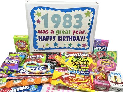 RETRO CANDY YUM 1983 42nd Birthday Gift Box of Nostalgic Candy from Childhood for 42 Year Old Man or Woman Born 1983