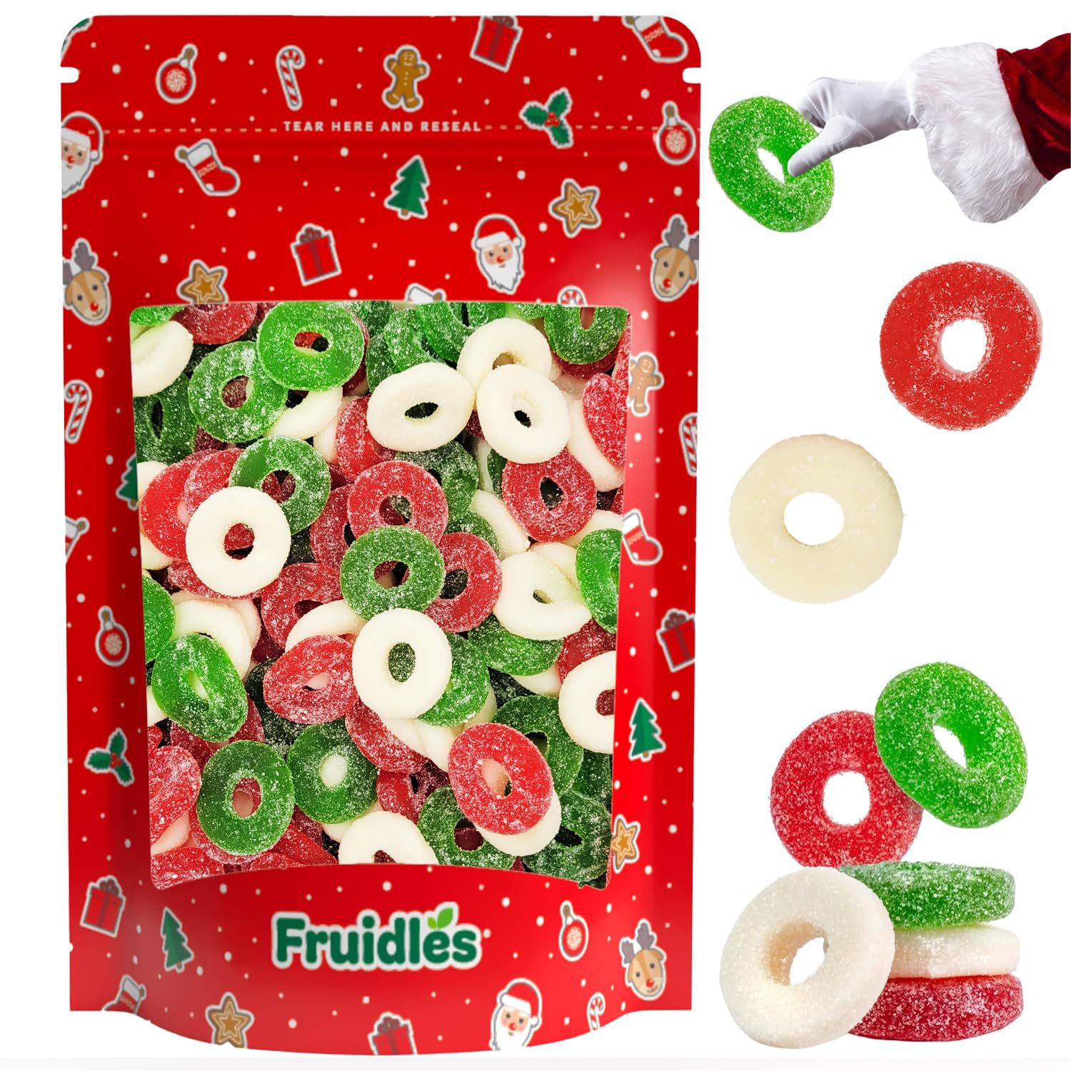 Fruidles Christmas Gummi Wreaths, Delicious Gummy Candy, Fun and Festive Holiday Snacking (Half-Pound)