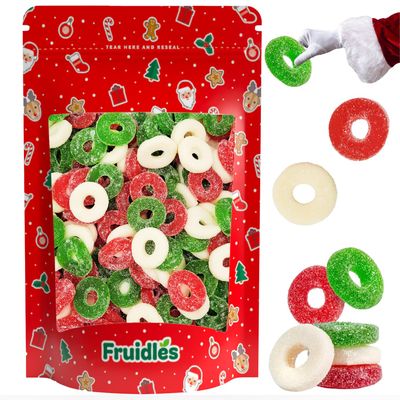 Fruidles Christmas Gummi Wreaths, Delicious Gummy Candy, Fun and Festive Holiday Snacking (Half-Pound)