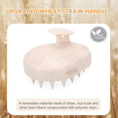 FREATECH 2-Pack Wheat Straw Hair Scalp Massager Shampoo Brush with Silicone Bristles for Hair Growth and Dandruff, Scalp Scrubber Head Exfoliator for Wet Dry Use, Women Men Kids