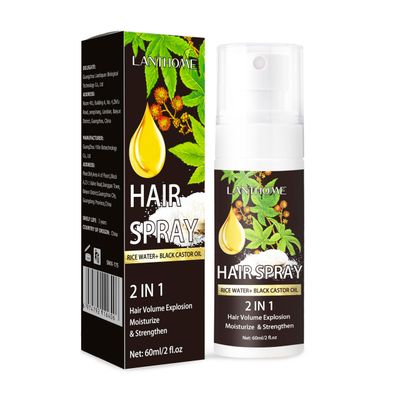 Lanthome Hair Growth Spray,Organic Castor Oil For Hair Growth,Hair Growth Serum Enriched with Fermented Rice Water,Biotin,Castor Oil For Control Hair Loss, Moisturize Strengthen Hair 60mL(2 fl.oz