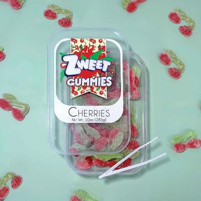 Zweet Sour Gummy Candy Cherries 10 Ounce - Sour Kosher Candy, Halal Candy - Resealable Pack of Sour Gummy Candy, Cherry Gummies
