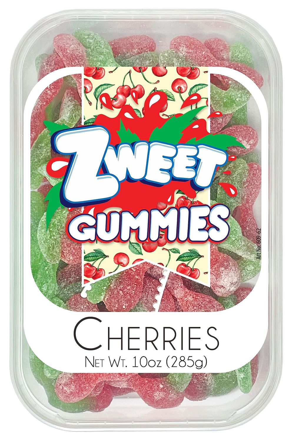 Zweet Sour Gummy Candy Cherries 10 Ounce - Sour Kosher Candy, Halal Candy - Resealable Pack of Sour Gummy Candy, Cherry Gummies