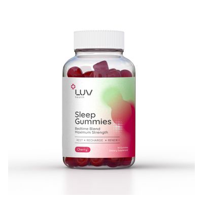 LUV health Sleep Gummies: Natural Sleep Aid with L-Theanine, Magnesium, Chamomile, Tart Cherry Melatonin, Vegan, Gluten-Free, Non-GMO, Gentle Effective, Made in USA, 30ct (1)