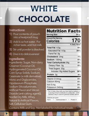 Double Donut White Hot Chocolate Mix Packets, Flavored White Hot Cocoa Mix Packets, 18 Count