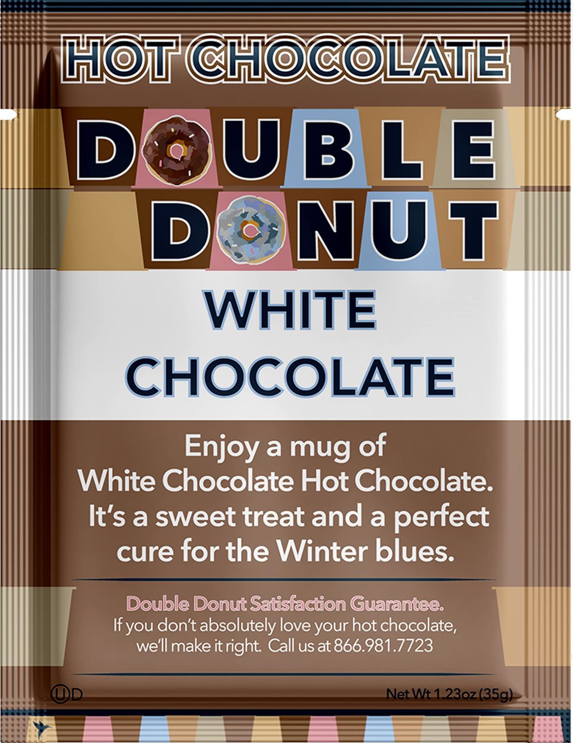 Double Donut White Hot Chocolate Mix Packets, Flavored White Hot Cocoa Mix Packets, 18 Count