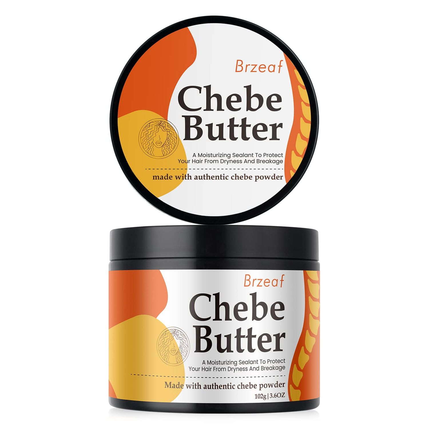 Brzeaf Vegan Chebe Butter for Hair Growth With Rosemary Oil 3.6 Oz All-Natural Ingredients, Moisturizing, Thickening, for All Hair Types, Deep Conditioning