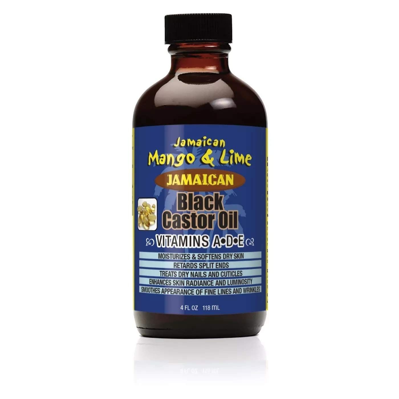 Jamaican Mango Lime Black Castor Oil, Vitamins A, D E 4 Oz,Pack of 2