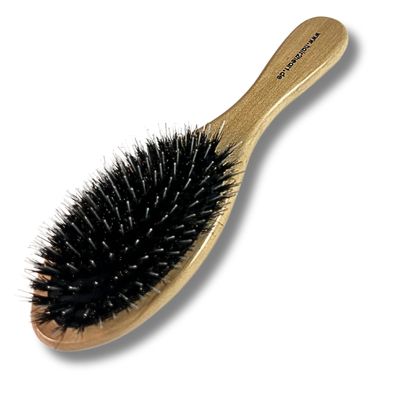 hair2heart Hair Brush - Extension Brush - Gentle detangling for shiny hair - Ideal for long lasting beauty and care of hair extensions, wooden pneumatic bristle brush - 22.5cm