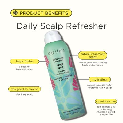 Pacifica Rosemary Mint Scalp Refresher Spray 5oz - Cooling Daily Scalp Treatment for Itchy Dry Scalp, Refreshes Moisturizes, Vegan Leave-In Hair Mist for All Hair Types, Non-Greasy Cruelty-Free